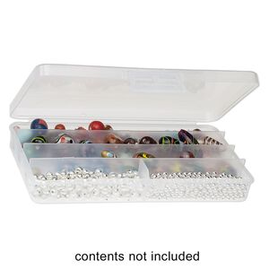 Organizer box, plastic, clear, 5 wide cells, 7x3-3/4 x1 inch. Sold per pkg of 2.