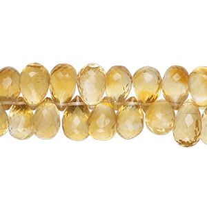 Citrine 1pkg1, hand-cut top-drilled micro-faceted teardrop bead 8 inch 9x6mm-11x7mm