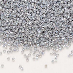 Seed bead, Delica®, glass, pkg/50g, #11 round, opaque rainbow ghost grey (DB-1579).