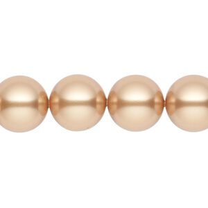 Pearl 10pk bright gold, Crystal Passions® 12mm round 5810