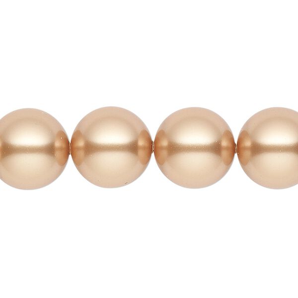 Pearl 10pk bright gold, Crystal Passions® 12mm round 5810 image number 0