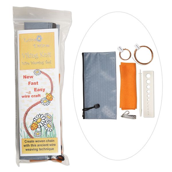 Viking Knit tool, Lazee Daizee™, plastic / copper / fabric, 6-1/2 x 1/4 inch rod. Sold per set. image number 0