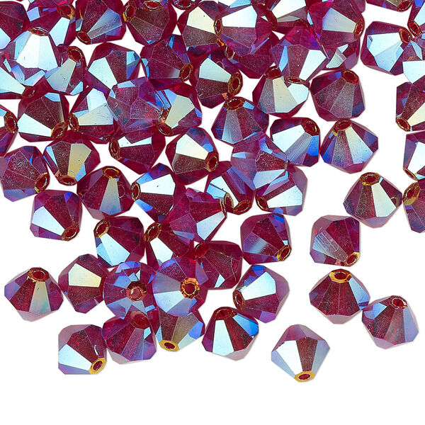Bead 144pk Siam AB 2X, Preciosa Czech crystal 6mm bicone image number 0