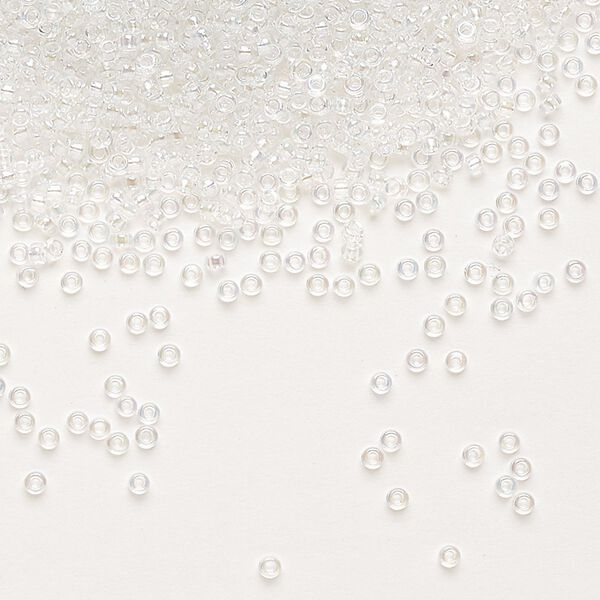 Seed bead, Miyuki, glass, pkg/250g, #15 rocaille, translucent rainbow crystal clear (RR-250). image number 0