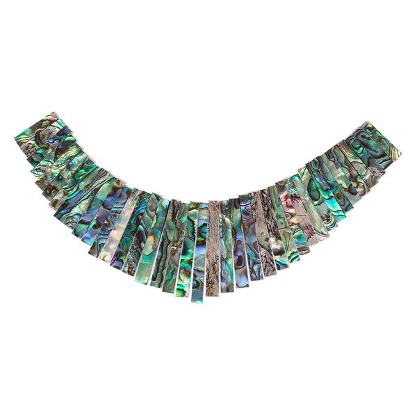 Bead, paua shell and resin (assembled), 17x4mm-37x5mm graduated fan, Mohs hardness 3-1/2. Sold per 39-piece set. image number 0