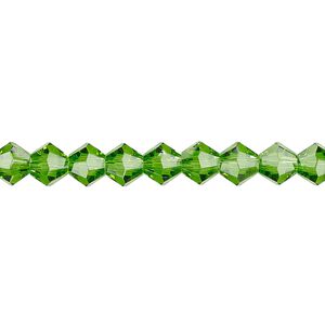 Bead 1pk transparent green, Celestial Crystal® 6mm bicone 15.5-16 inch