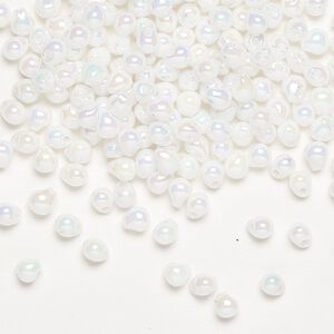 Seed bead, Miyuki, glass, pkg/10g, 4x3.4mm fringe, opaque rainbow white, (DP-471).