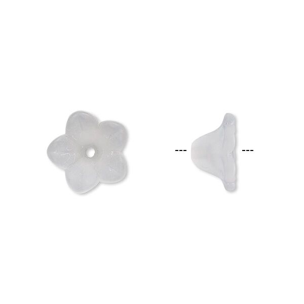 Component, acrylic, translucent frosted clear, 11x7mm flower. Sold per pkg of 100. image number 0