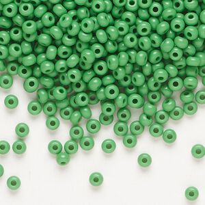 Seed bead, Preciosa Ornela Czech glass, pkg/500g, #8 rocaille, opaque green, (53250).
