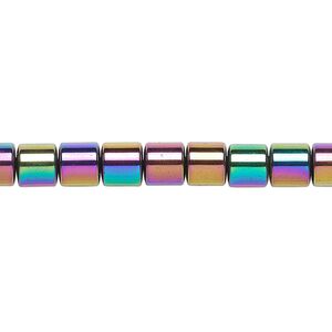 Hemalyke™ 1pkg1, rainbow titanium-coated tube bead 15.5-16 inch 6mm