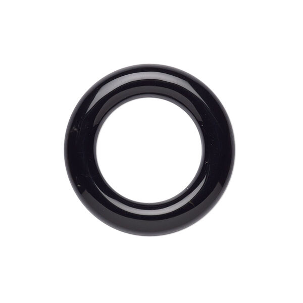 Component, black onyx (dyed), 25mm ring with 15mm hole, B grade, Mohs hardness 6-1/2 to 7. Sold individually. image number 0