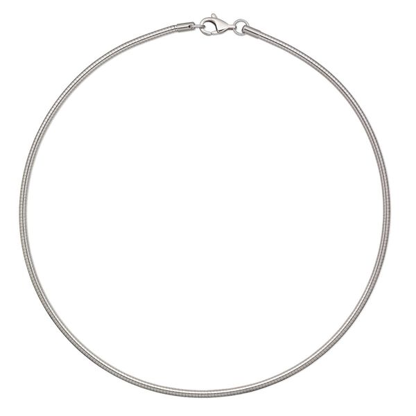 Chain, stainless steel, 3mm round omega, 18 inches with lobster claw clasp. Sold individually. image number 0