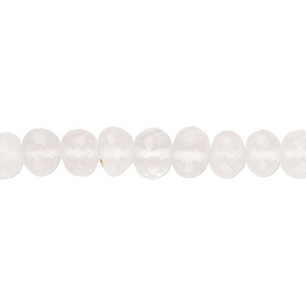 Bead, ice quartz (natural), 7x5mm-8x6mm hand-cut micro-faceted rondelle, C grade, Mohs hardness 7. Sold per 14-inch strand, approximately 75 beads. image number 0