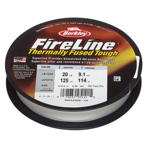 Thread, Berkley® FireLine®, high-modulus polyethylene, 8-fiber braid, crystal, 0.30mm diameter, 20-pound test. Sold per 125-yard spool.