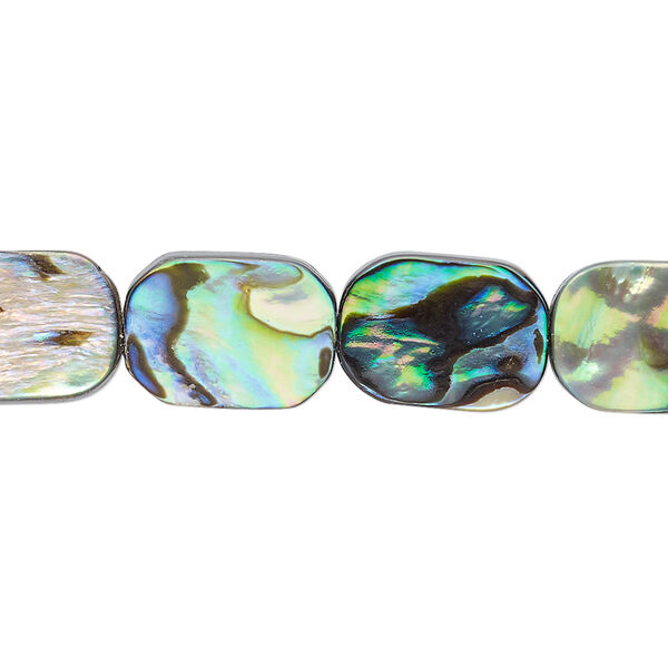 Bead, paua shell (assembled), 14x10mm emerald-cut. Sold per 15-1/2" to 16" strand. image number 0