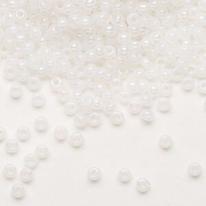 Seed bead, Preciosa Ornela Czech glass, pkg/50g, #8 rocaille, opaque rainbow alabaster, (57205).
