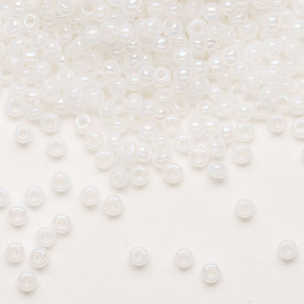 Seed bead, Preciosa Ornela Czech glass, pkg/50g, #8 rocaille, opaque rainbow alabaster, (57205). image number 0