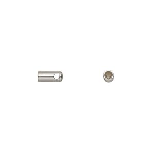 Cord end, glue-in, stainless steel, 7x3mm with 2mm inside diameter. Sold per pkg of 10.