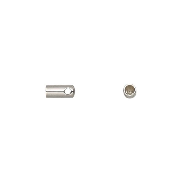 Cord end, glue-in, stainless steel, 7x3mm with 2mm inside diameter. Sold per pkg of 10. image number 0