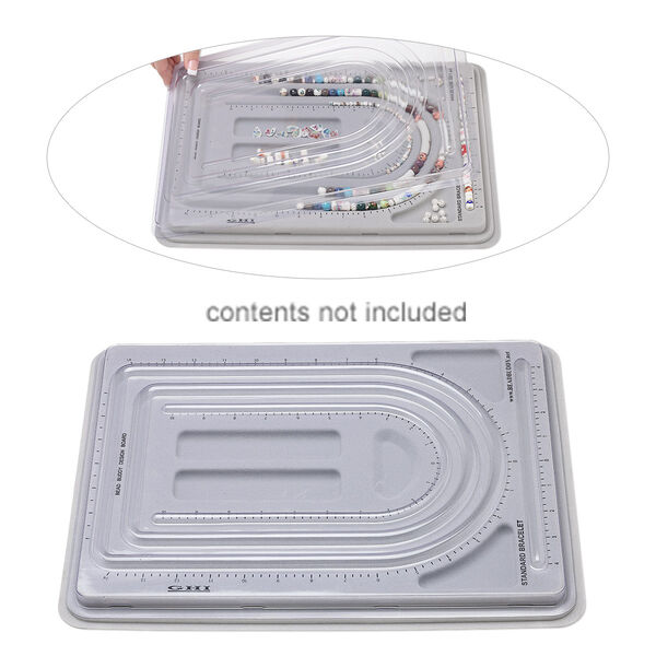 Bead board, Design To Go!™, flocked plastic, grey and clear, 15 x 1 x 11-1/2 inch rectangle with cover. Sold individually. image number 0