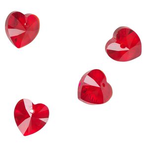 Drop 4pk transparent red, Celestial Crystal® 14.5x14mm heart