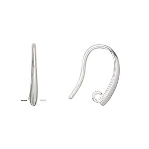 Ear wire fishhook 1pkg2 sterling silver, 17mm / open loop / hidden loop, 18 gauge 1 pair