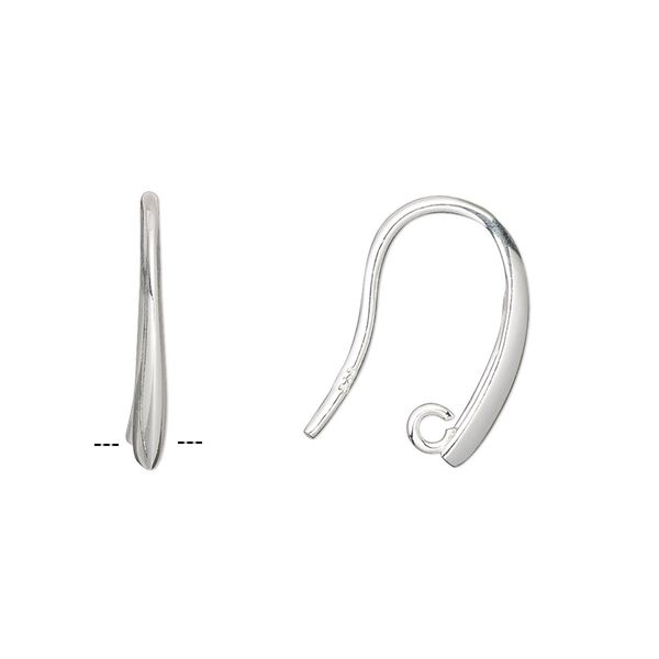 Ear wire fishhook 1pkg2 sterling silver, 17mm / open loop / hidden loop, 18 gauge 1 pair image number 0