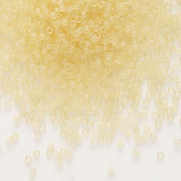 Seed bead, Delica®, glass, pkg/7.5g, #11 round, translucent matte glazed luster pale topaz (DB-0382). image number 0