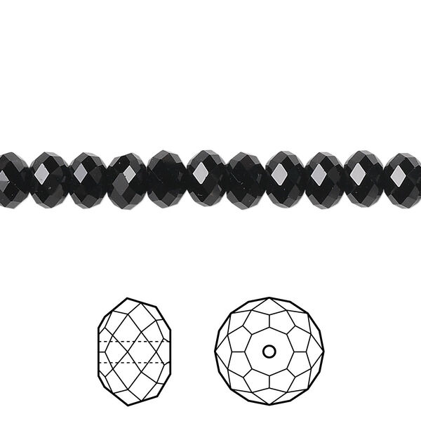 Bead 12pk jet, Crystal Passions® 6x4mm rondelle 5040 image number 0