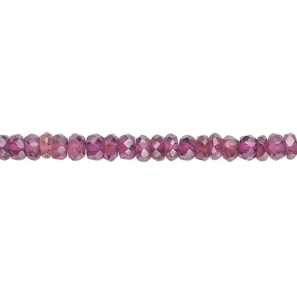 Bead, rhodolite garnet (dyed), 4x2mm-4.5x3mm hand-cut faceted rondelle, B grade, Mohs hardness 7 to 7-1/2. Sold per 15-1/2" to 16" strand. image number 0