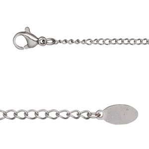 Chain 1pkg1 curb, 1.9mm / lobster claw clasp, stainless steel 20 inch