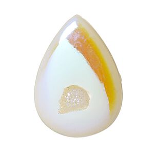 Druzy agate 1pkg1, hand-cut non-calibrated dichroic teardrop cab 31x24mm-35x25mm