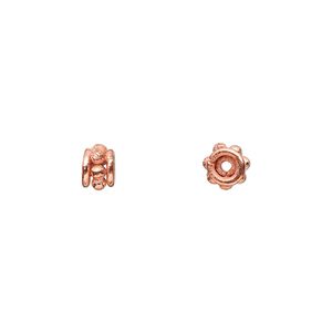 Bead, copper, 6x4mm beaded rondelle. Sold per pkg of 24.