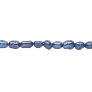 Freshwater pearl 1pkg1, rice, 20 inch royal blue 3-4mm cultured