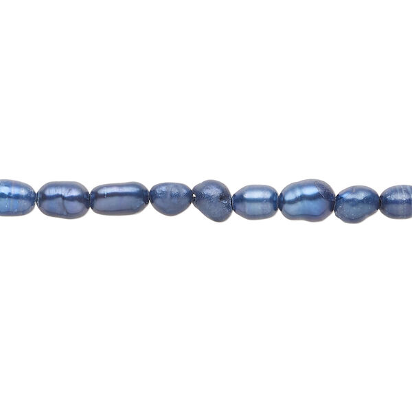 Freshwater pearl 1pkg1, rice, 20 inch royal blue 3-4mm cultured image number 0