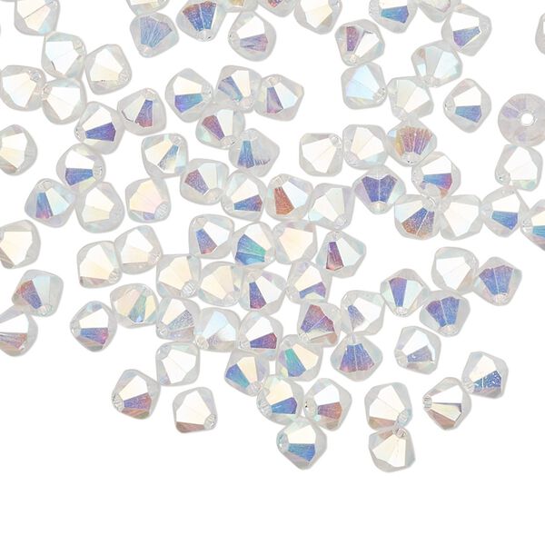 Bead 144pk crystal AB 2X, Preciosa Czech crystal 4mm bicone image number 0