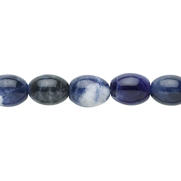 Bead, sodalite (natural), 10x8mm oval, B grade, Mohs hardness 5 to 6. Sold per 15-1/2" to 16" strand. image number 0