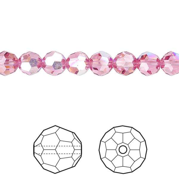 Bead 12pk rose AB, Crystal Passions® 6mm round 5000 image number 0
