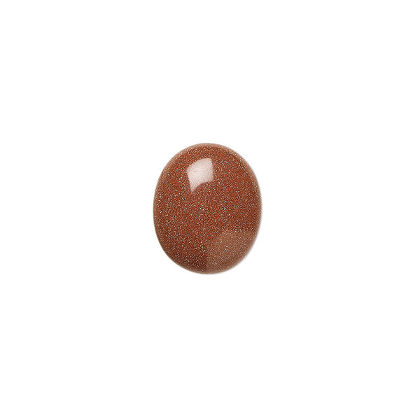 Cabochon, brown goldstone (glass) (man-made), 12x10mm calibrated oval. Sold per pkg of 6. image number 0