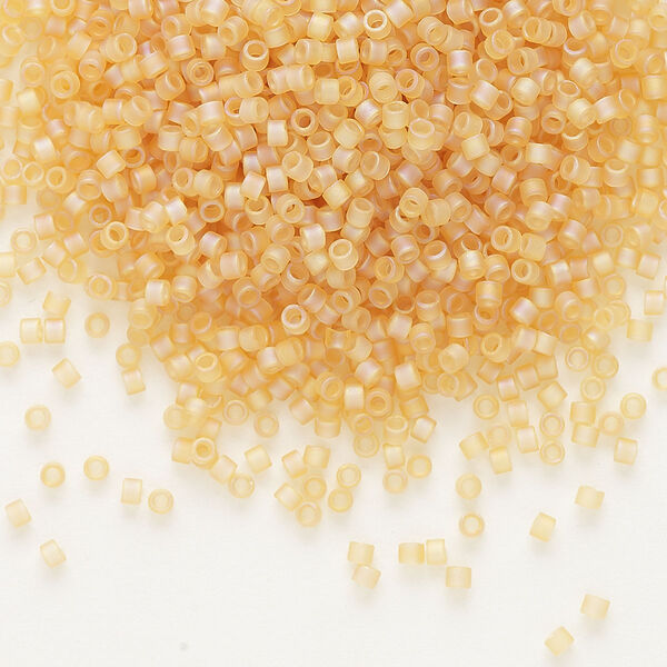 Seed bead, Delica®, glass, pkg/250g, #11 round, translucent matte rainbow light topaz (DB-0852). image number 0