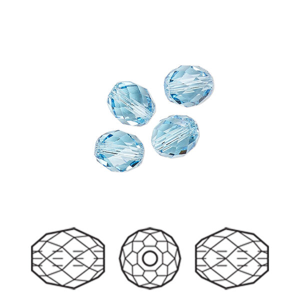 Bead 4pk aquamarine, Crystal Passions® 7x6mm olive briolette 5044 image number 0