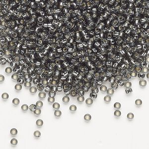 Seed bead, Miyuki, glass, pkg/250g, #11 rocaille, transparent silver-lined light grey, (RR-21).