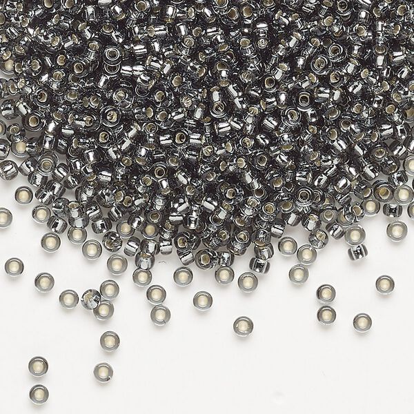 Seed bead, Miyuki, glass, pkg/250g, #11 rocaille, transparent silver-lined light grey, (RR-21). image number 0