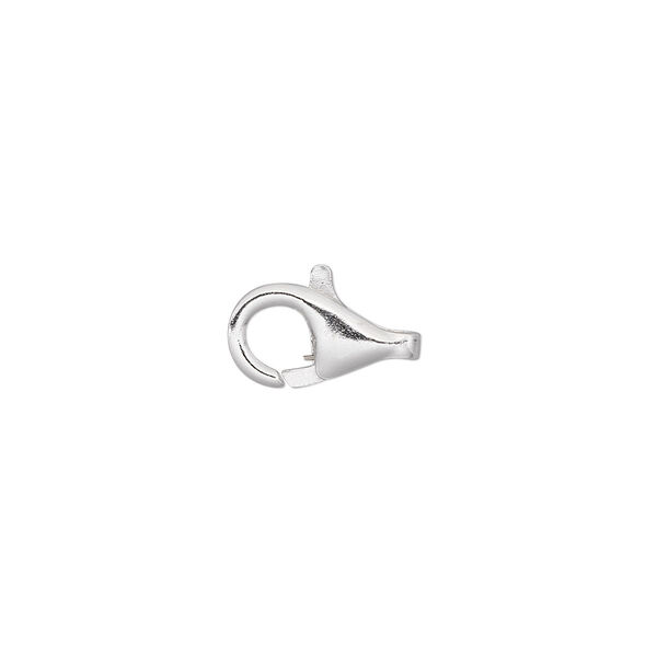 Clasp, lobster claw, sterling silver and steel, 12x7mm. Sold per pkg of 2. image number 0