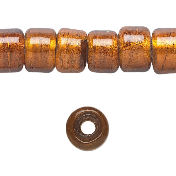 Bead, lampworked glass, semitransparent brown with fine silver foil, 12x8mm crow. Sold per 15-1/2" to 16" strand. image number 0