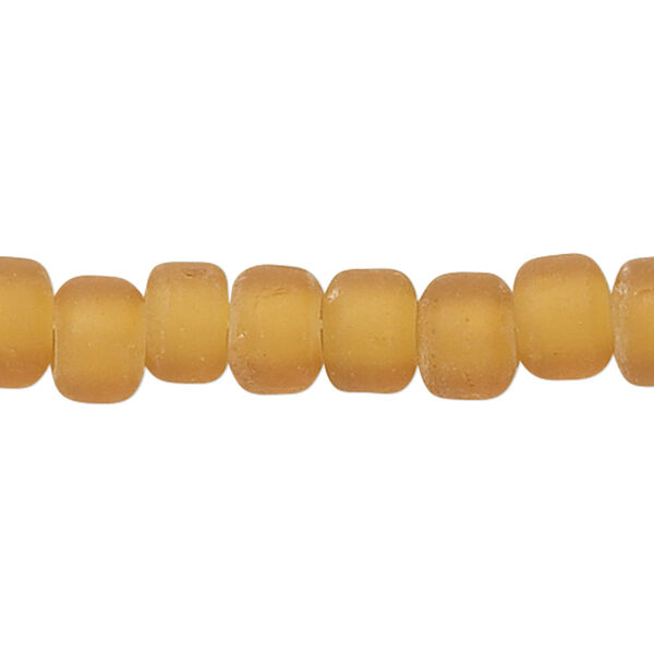 Bead, glass, translucent matte amber-yellow, 9x7mm crow. Sold per 24-inch strand. image number 0