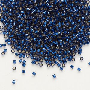 Seed bead, Delica®, glass, pkg/250g, #11 round, Duracoat® transparent silver-lined navy blue (DB-2191).