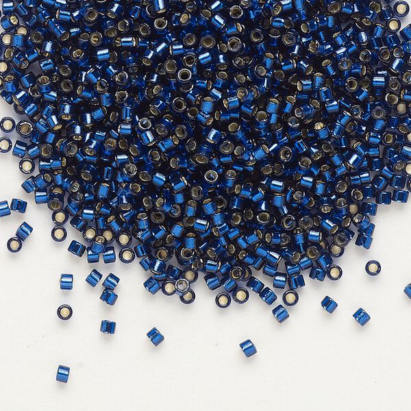 Seed bead, Delica®, glass, pkg/250g, #11 round, Duracoat® transparent silver-lined navy blue (DB-2191). image number 0