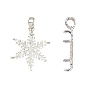 Pendant, sterling silver, 20mm snowflake and 18mm 6-prong round setting. Sold individually.