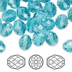 Bead 72pk light turquoise, Swarovski® 9.5x8mm olive briolette 5044